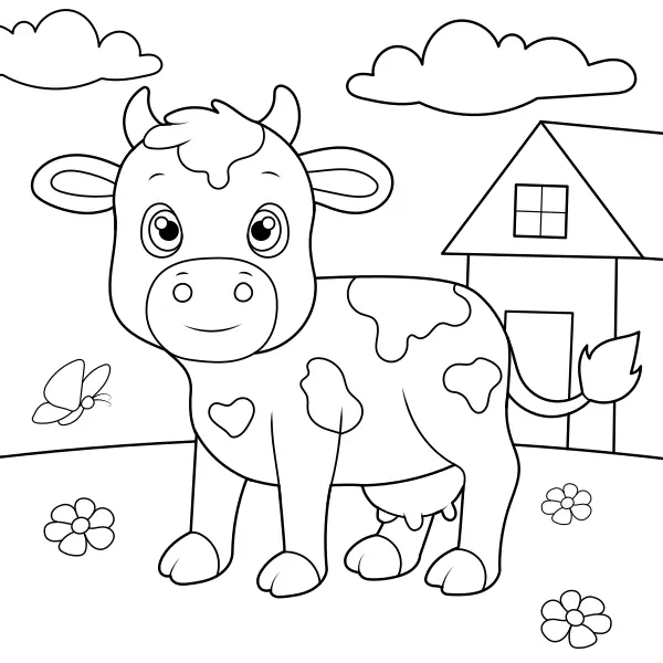 Uma vaca no prado | Desenhos para colorir online para crianças
