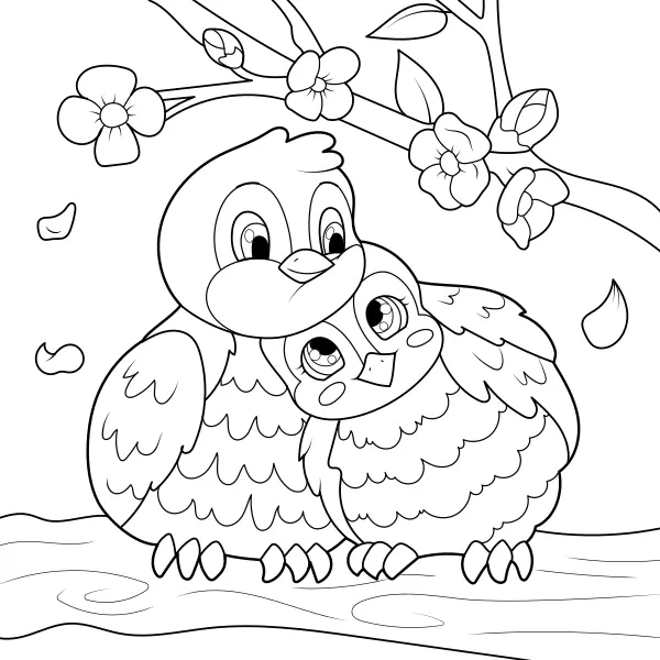 Pássaros num ramo | Desenhos para colorir online para crianças