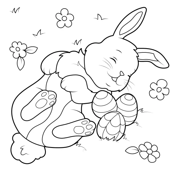 Coelho com ovos | Desenhos para colorir online para crianças