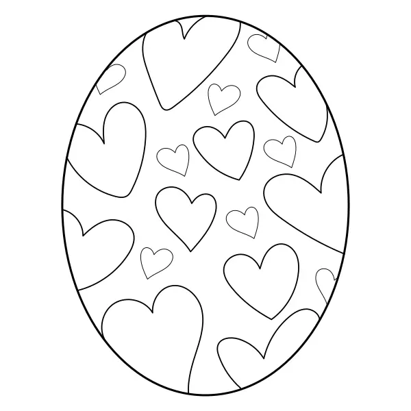 Ovo de Páscoa – corações | Desenhos para colorir online para crianças