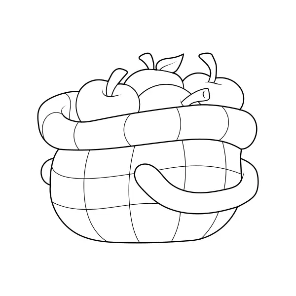 Cesto com maçãs | Desenhos para colorir online para crianças