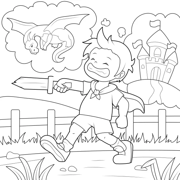 O rapaz sonha | Desenhos para colorir online para crianças