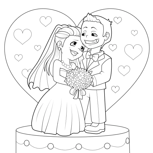 Casal de noivos | Desenhos para colorir online para crianças