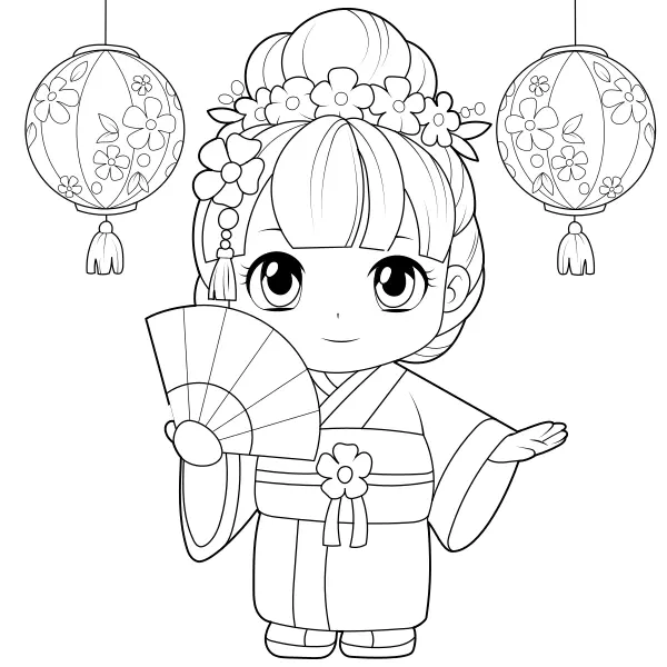A pequena gueixa | Desenhos para colorir online para crianças