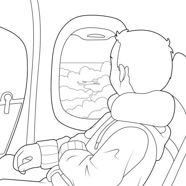 O rapaz no avião | Desenhos para colorir online para crianças