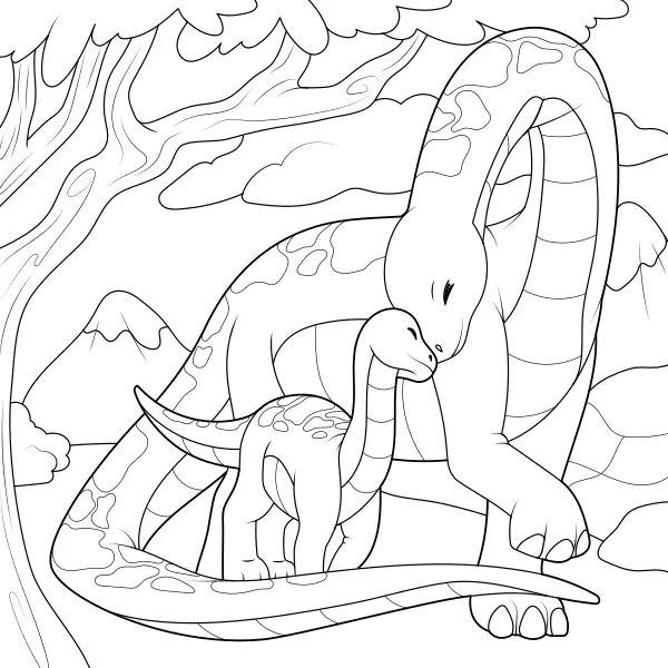 A família do diplodoco | Desenhos para colorir online para crianças