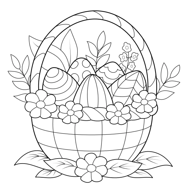 Cesto de Páscoa com ovos | Desenhos para colorir online para crianças
