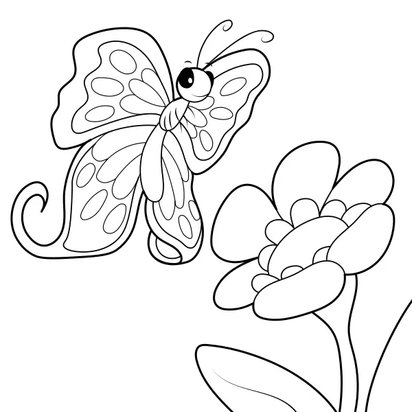 Borboleta e flor | Desenhos para colorir online para crianças