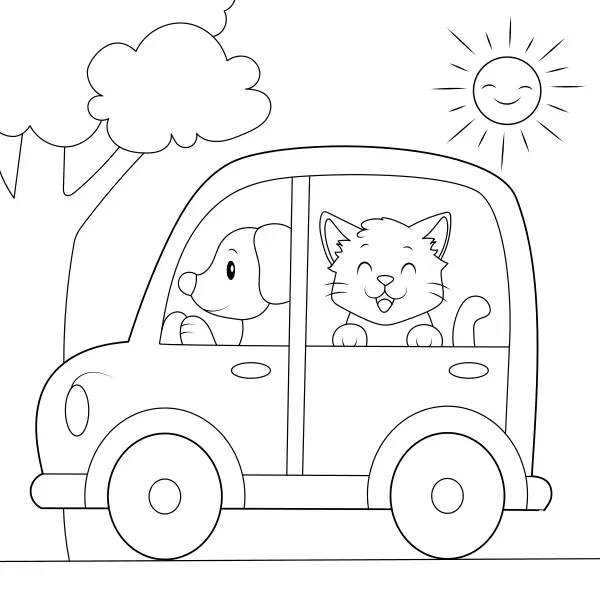 Carro com animais | Desenhos para colorir online para crianças