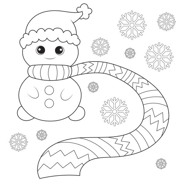 Boneco de neve com cachecol | Desenhos para colorir online para crianças
