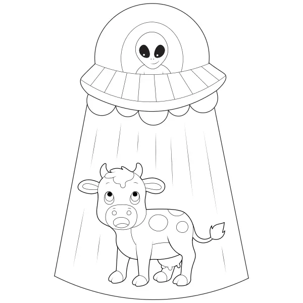 Um extraterrestre rapta uma vaca | Desenhos para colorir online para crianças