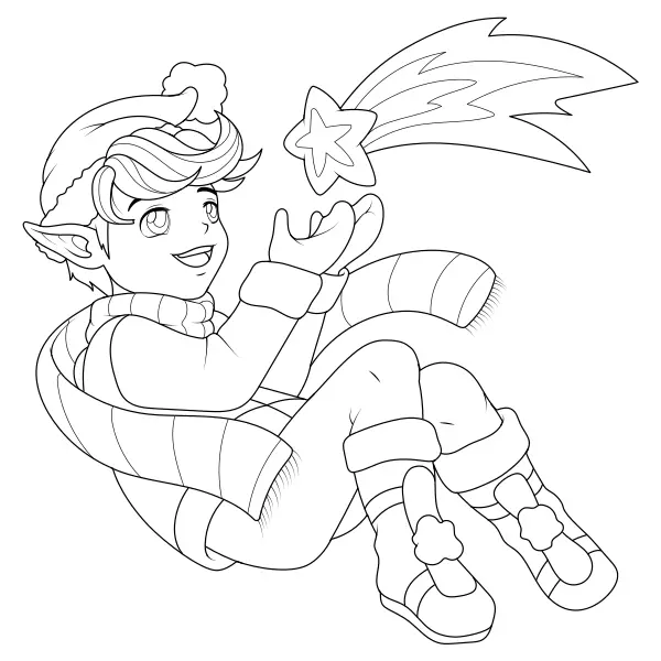 Elfo com uma estrela | Desenhos para colorir online para crianças