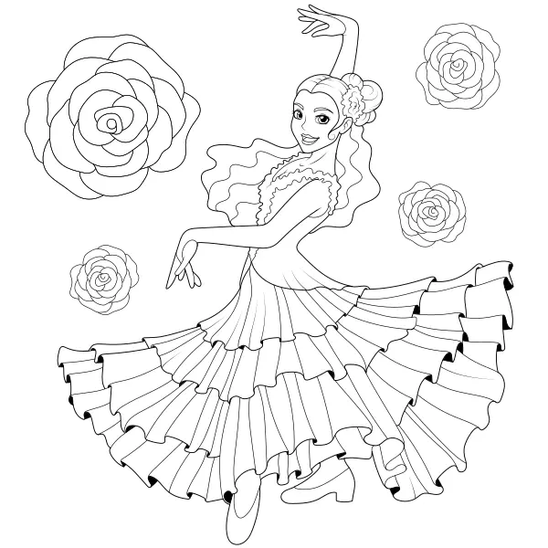Dançarina de flamenco | Desenhos para colorir online para crianças