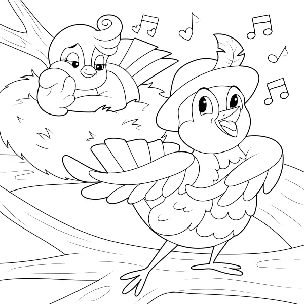 O pássaro canta uma canção | Desenhos para colorir online para crianças