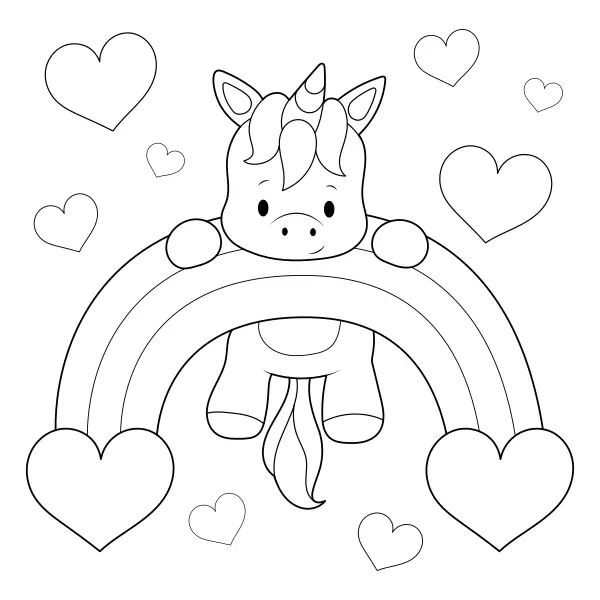 Unicórnio com corações | Desenhos para colorir online para crianças