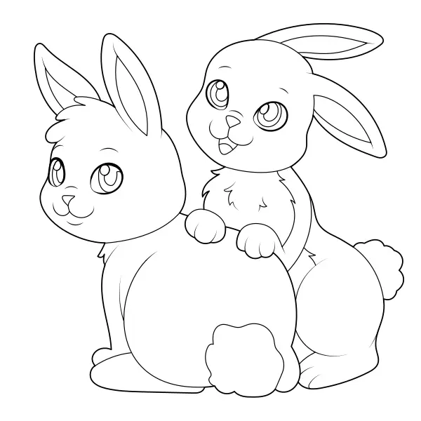 Dois coelhos | Desenhos para colorir online para crianças