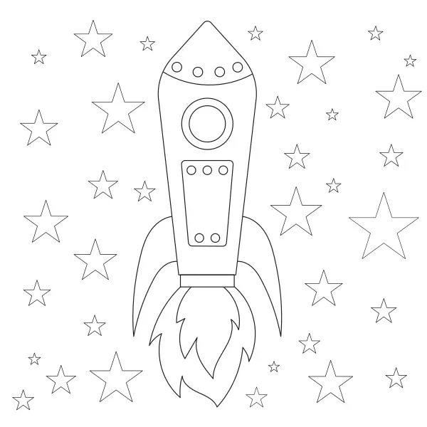 O foguetão e as estrelas | Desenhos para colorir online para crianças