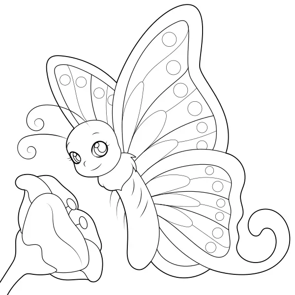 Borboleta e flor | Desenhos para colorir online para crianças