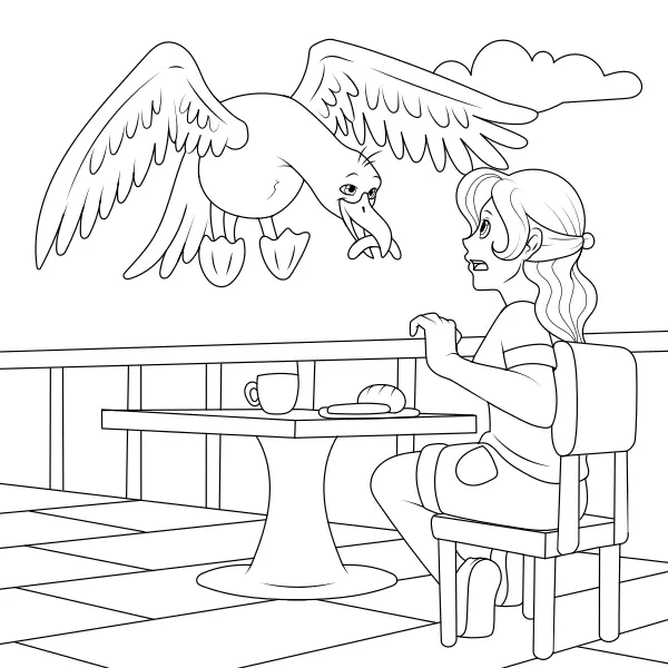 A gaivota rouba comida | Desenhos para colorir online para crianças