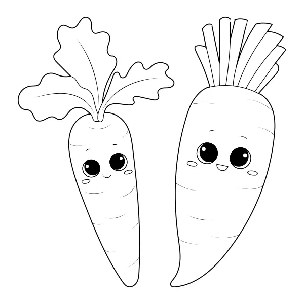 Cenoura e rabanete branco | Desenhos para colorir online para crianças