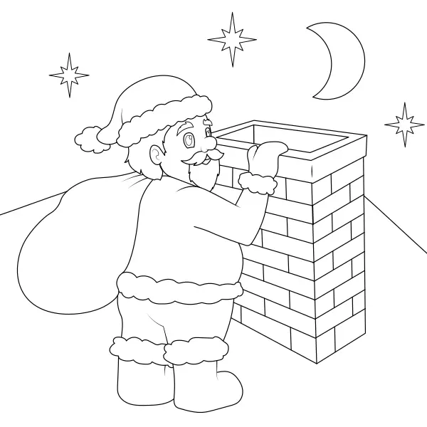 Papai Noel junto à chaminé | Desenhos para colorir online para crianças