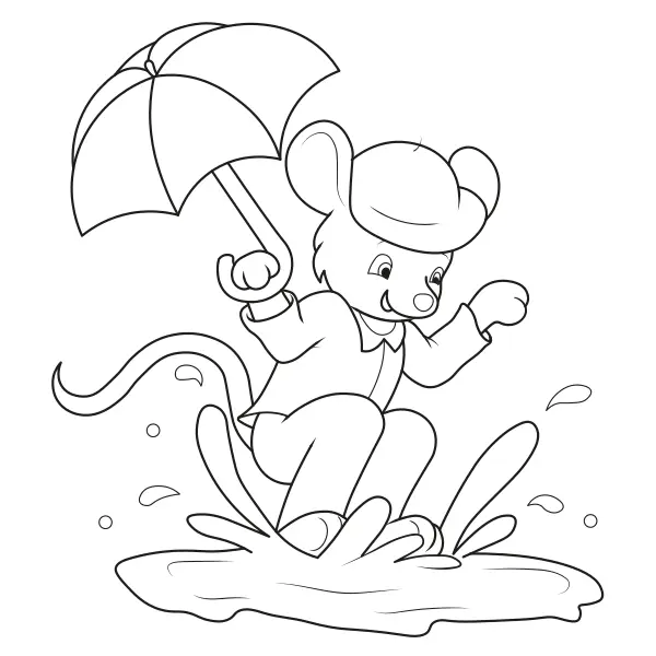 O rato com o guarda-chuva | Desenhos para colorir online para crianças