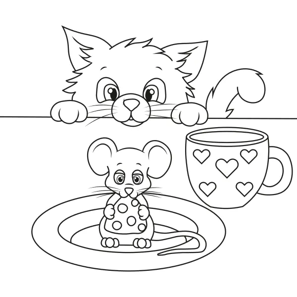 O gato e o rato | Desenhos para colorir online para crianças