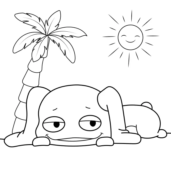Um animalzinho na praia | Desenhos para colorir online para crianças