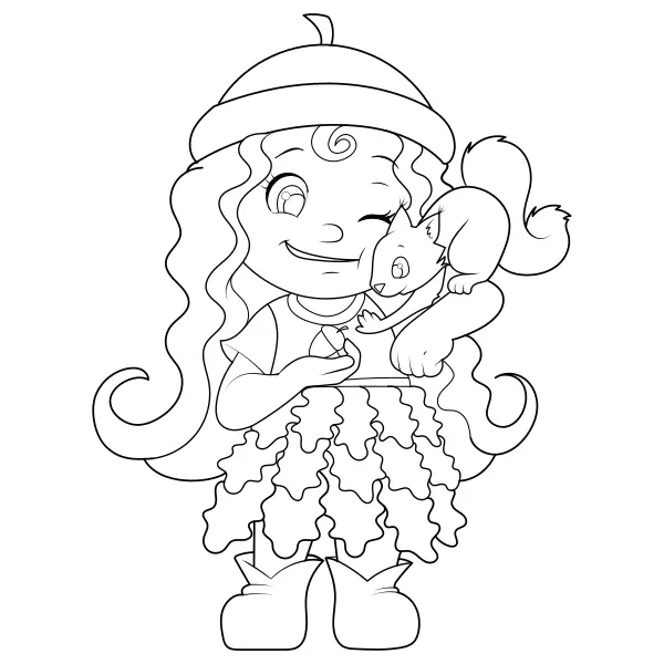 A rapariga com o esquilo | Desenhos para colorir online para crianças