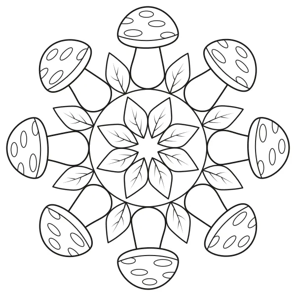 Mandala de cogumelos | Desenhos para colorir online para crianças