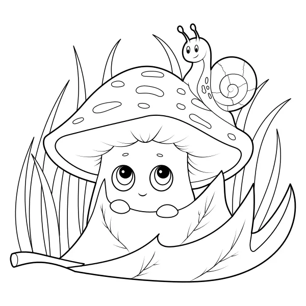 Cogumelo e caracol | Desenhos para colorir online para crianças