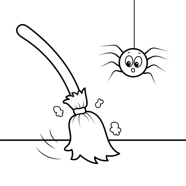 A vassoura e a aranha | Desenhos para colorir online para crianças