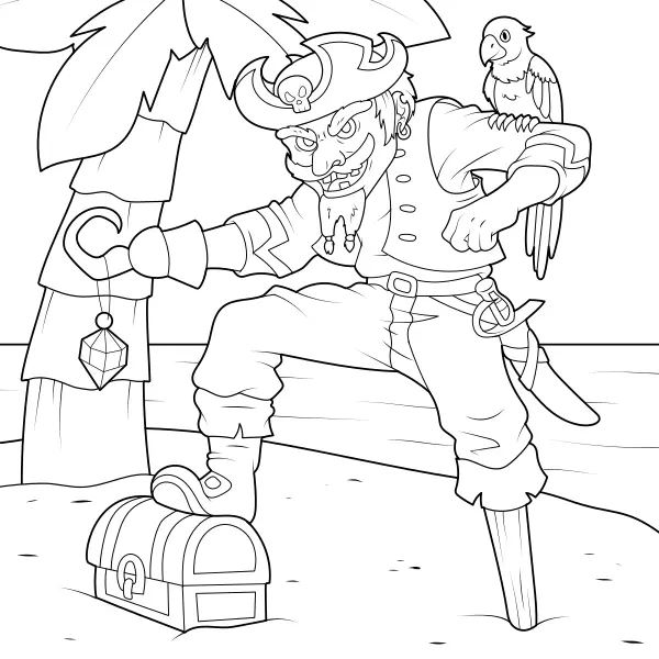 O pirata com o tesouro | Desenhos para colorir online para crianças