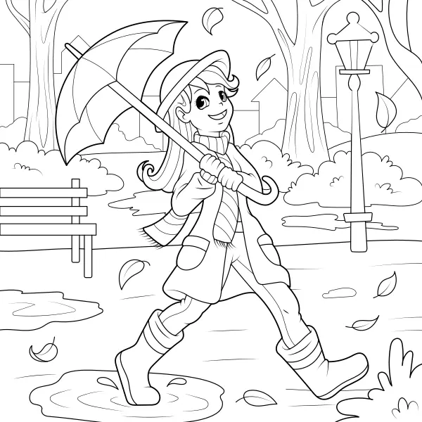 A rapariga com o guarda-chuva | Desenhos para colorir online para crianças