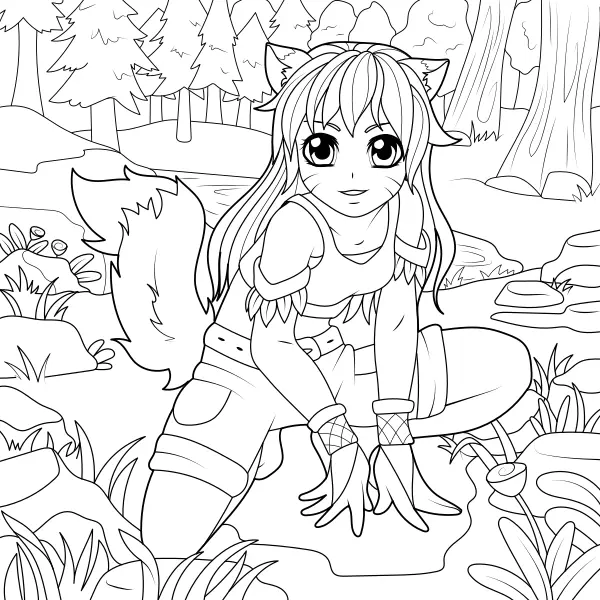A rapariga raposa | Desenhos para colorir online para crianças