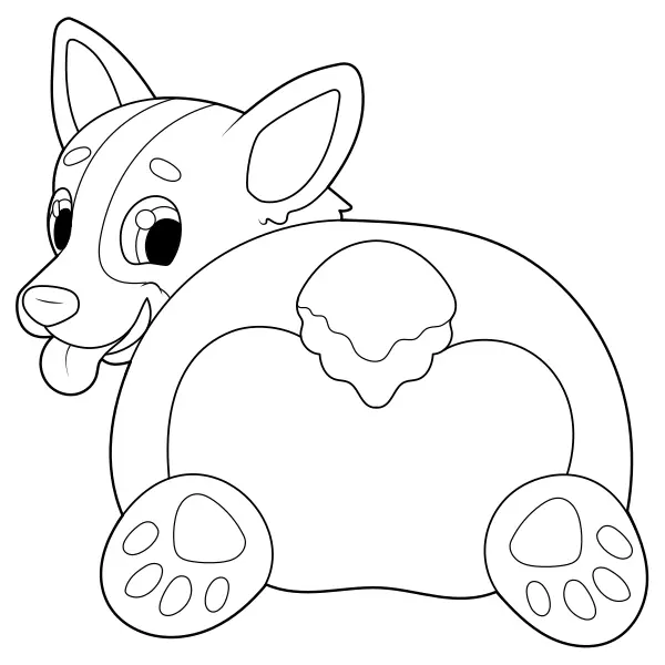 O rabo do corgi | Desenhos para colorir online para crianças
