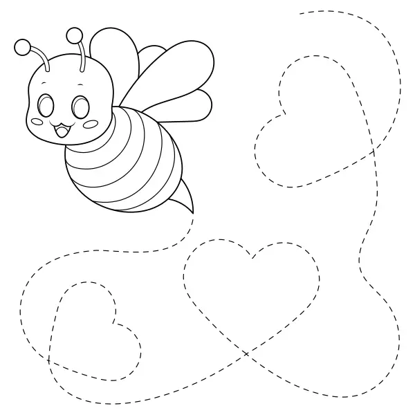 A abelha com corações | Desenhos para colorir online para crianças