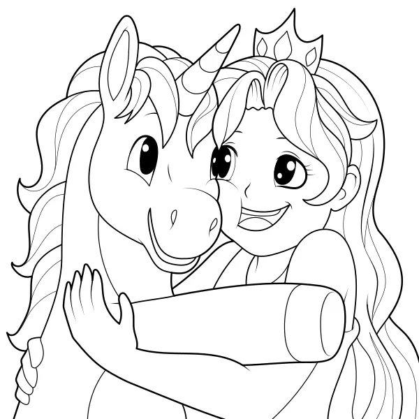 A princesa e o unicórnio | Desenhos para colorir online para crianças