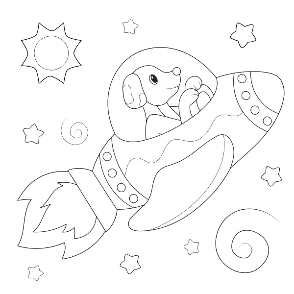 Um cão no espaço | Desenhos para colorir online para crianças