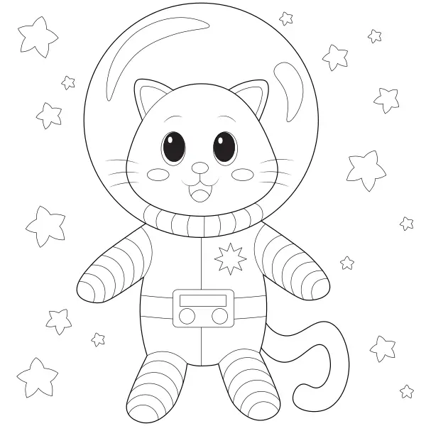 O gato no espaço | Desenhos para colorir online para crianças