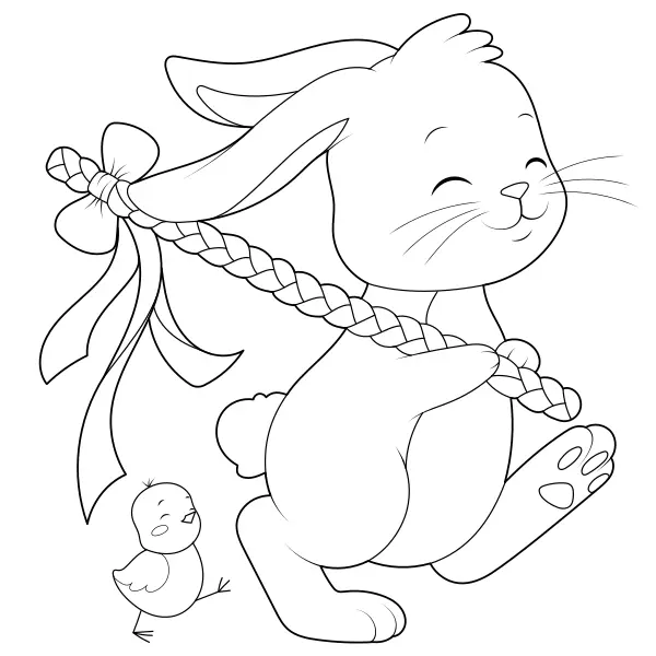 O coelho e o pintinho | Desenhos para colorir online para crianças
