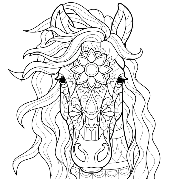 Mandala – Cavalo | Desenhos para colorir online para crianças